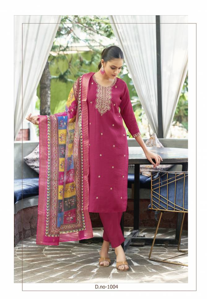 Meera By Ossm  Viscose Silk Embroidery Kurti With Bottom Dupatta Wholesale Online